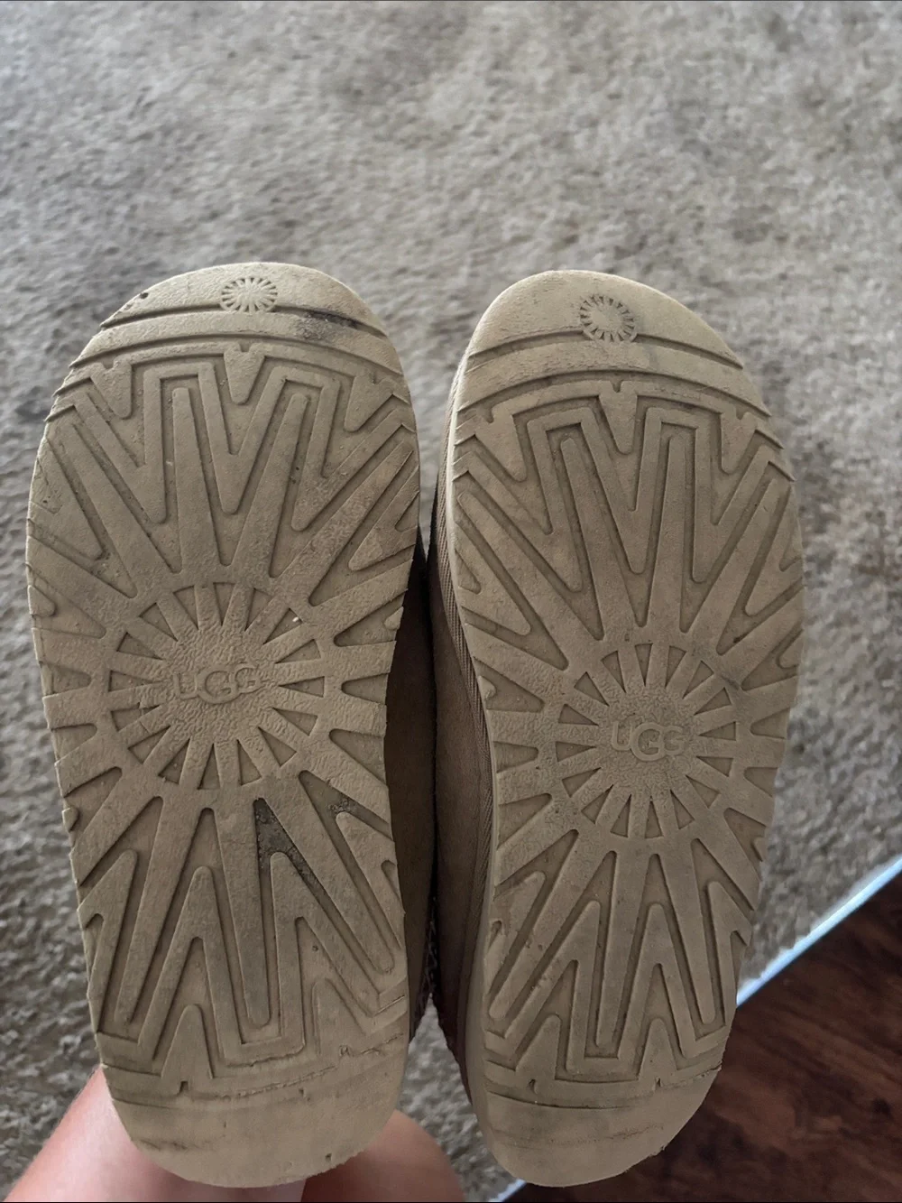 UGG Kids Tan Suede Slip-On Shearling Slippers